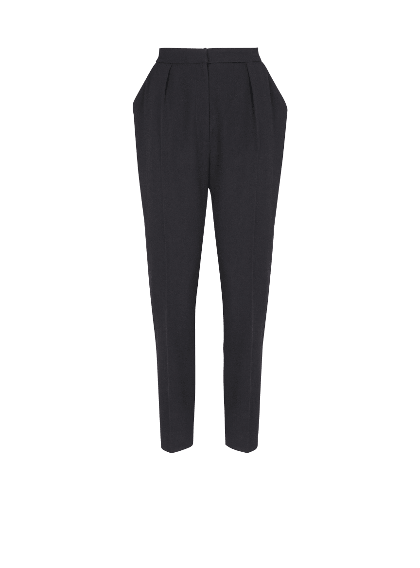 High-waisted grain de poudre trousers