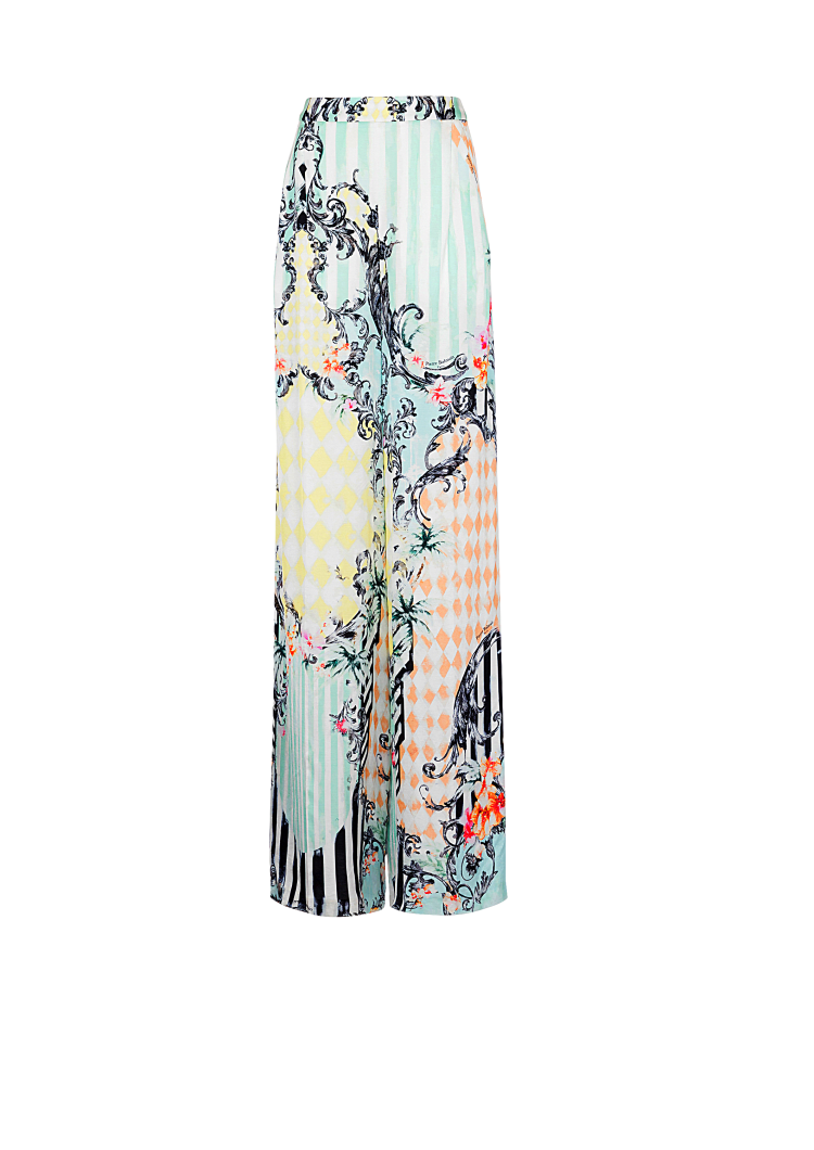Palazzo trousers with Baroque print 