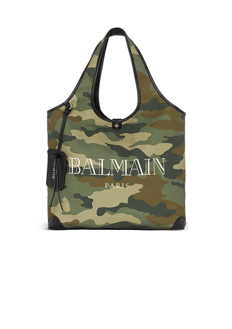 Bolso tipo "grocery bag" B-Army de lona con estampado de camuflaje Balmain Vintage