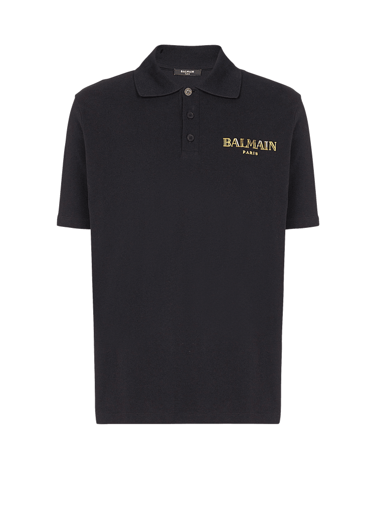 Vintage Balmain embroidered cotton polo shirt