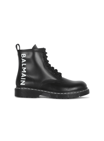 Leather ankle boots with Balmain logo