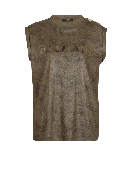 Eco-responsible cotton T-shirt with Balmain logo print