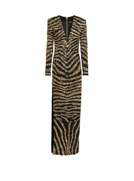 Embroidered zebra long dress