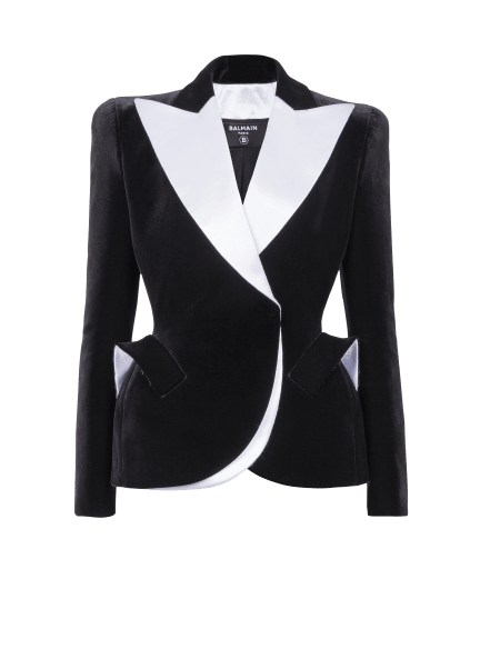 Strukturierte Jacke aus Samt und Satin