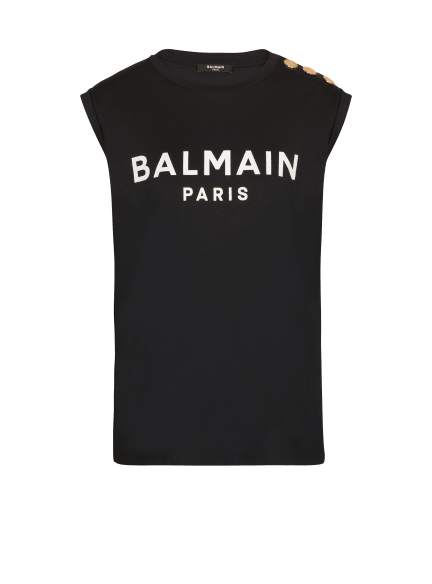 Eco-designed cotton T-shirt with Balmain logo print