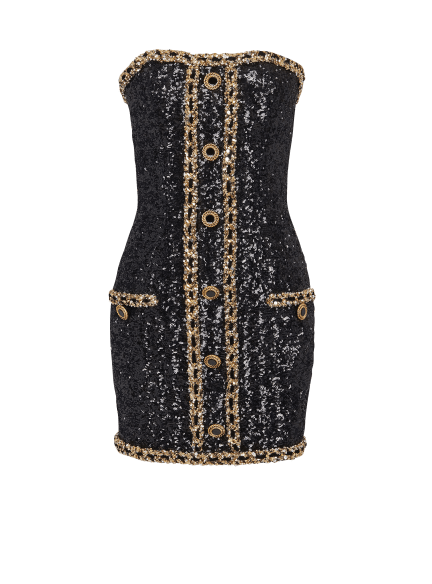 Bustier dress with sequin embroidery