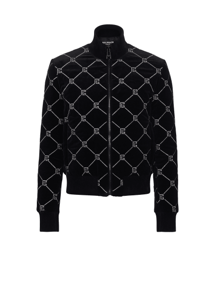 Quilted rhinestone bomber jacket