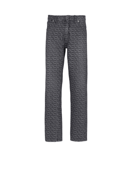 Monogrammed jacquard denim jeans