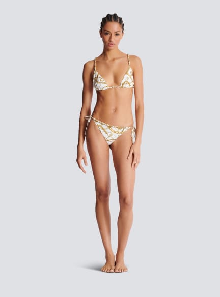 Chaînes pattern printed two-piece swimsuit