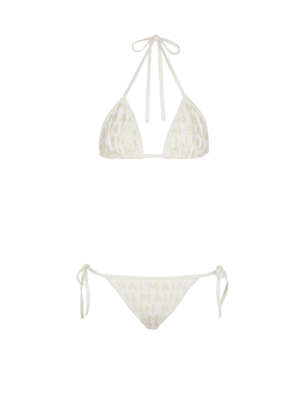 Two-piece swimsuit with Balmain logos