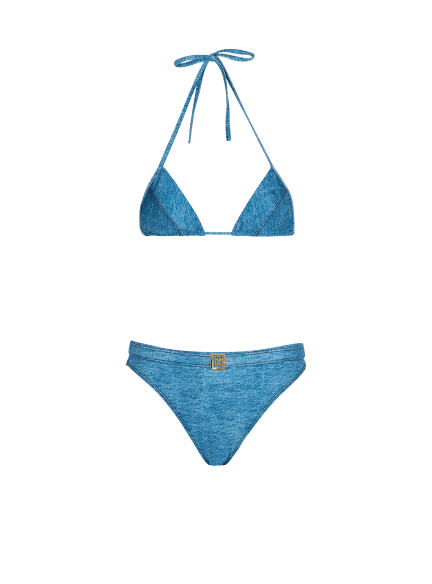 Denim two-piece swimsuit