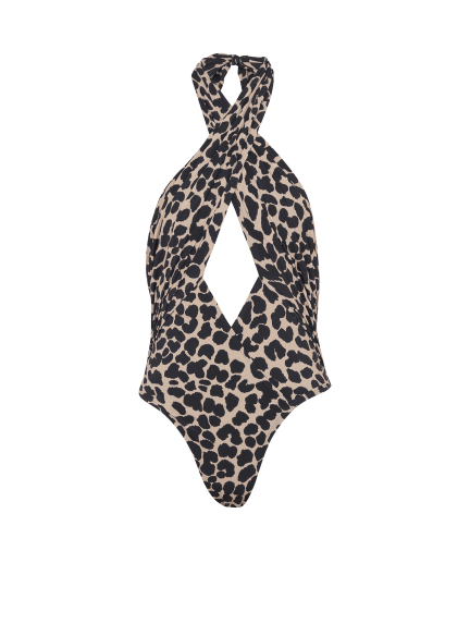 One-piece leopard pattern swimsuit