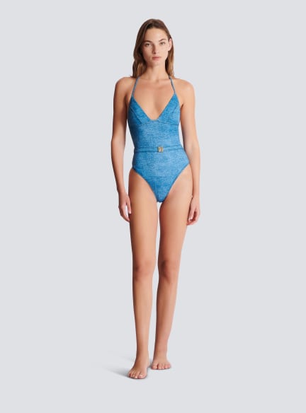 Denim one-piece swimsuit