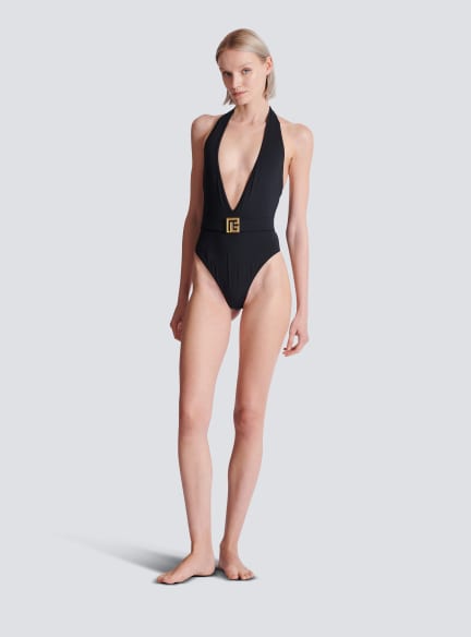 One-piece swimsuit with PB logo