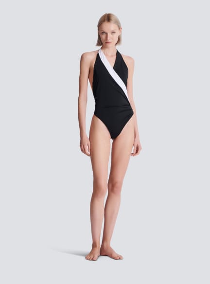 Two-tone one-piece swimsuit