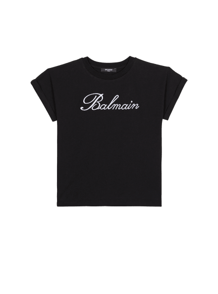 Short-sleeved Balmain Signature rhinestone T-shirt