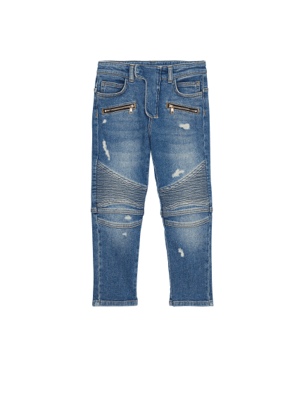 Bikerhose aus blauem Denim