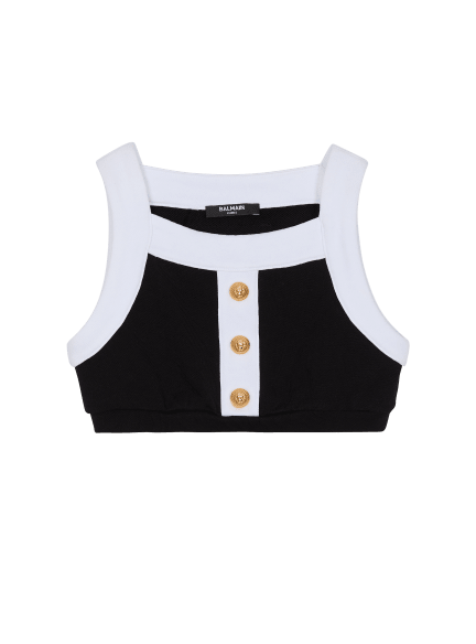 Two-tone top with buttons