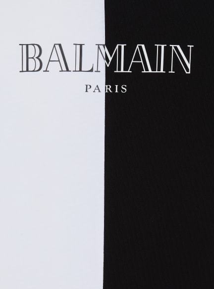 Two-tone T-shirt with vintage Balmain print