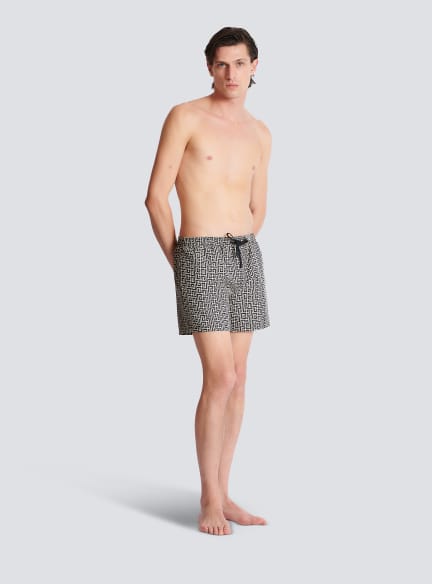 Badeshorts mit PB Labyrinthe-Monogramm-Print