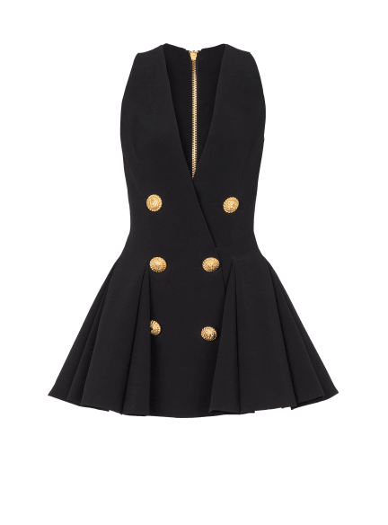 Pleated flared crepe dress