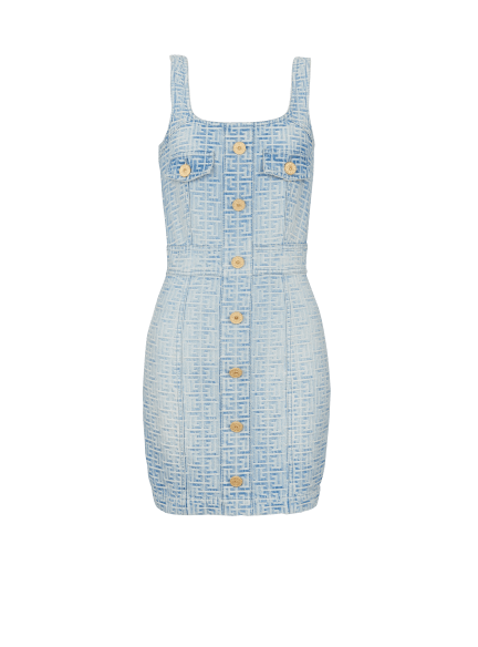 Monogrammed short denim dress