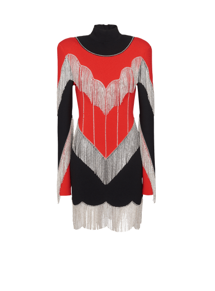 Strickkleid mit Fransen