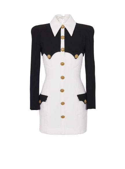 クレープ ボタン ショートドレス