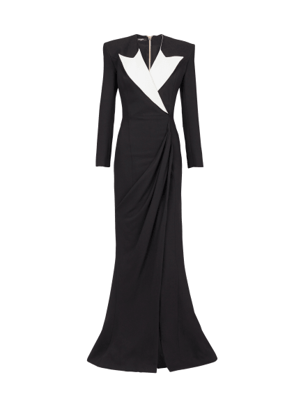 Structured Crepe Long Dress