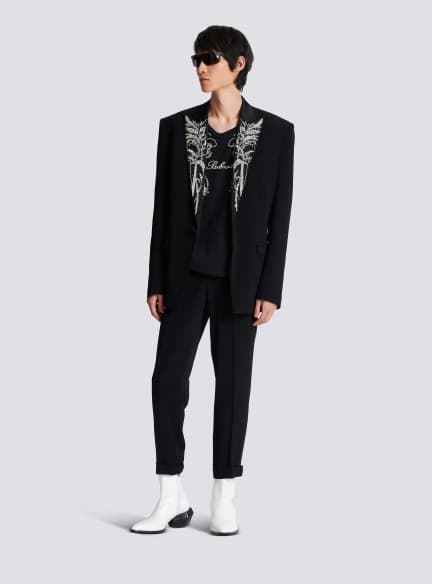 Blazer with embroidered Bamboo collar