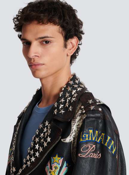 Balmain Western leather biker jacket