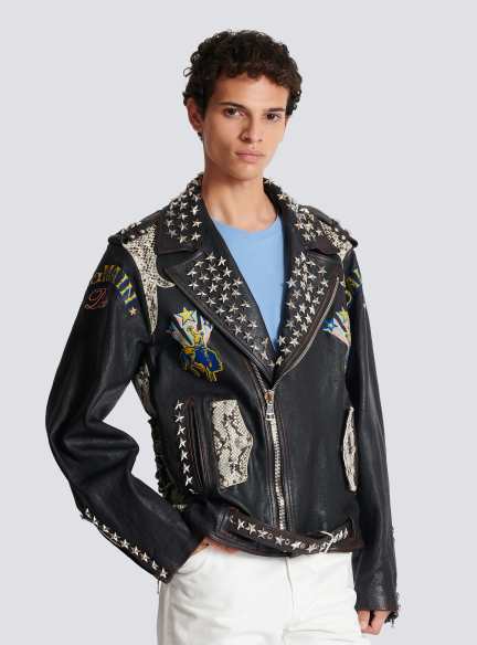 Balmain Western leather biker jacket