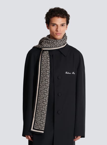 Wool scarf with monogram