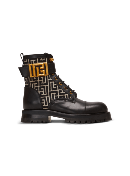 Charlie monogram jacquard and leather ranger boots