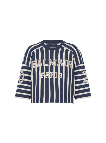 Striped Balmain Baseball T-shirt