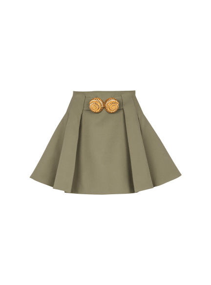 Short pleated skirt in grain de poudre