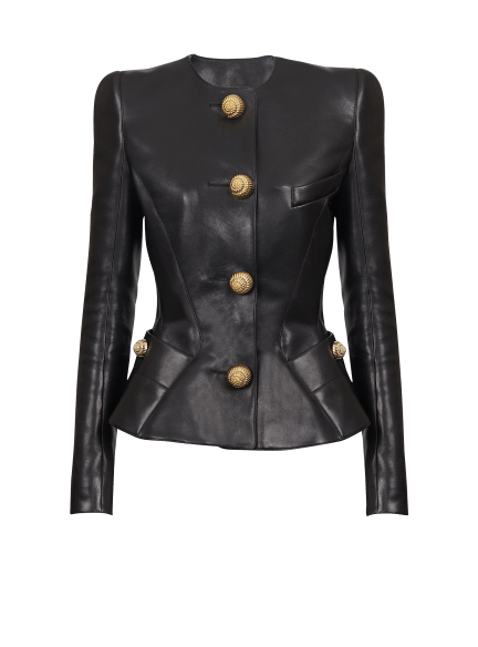 Lambskin leather peplum jacket