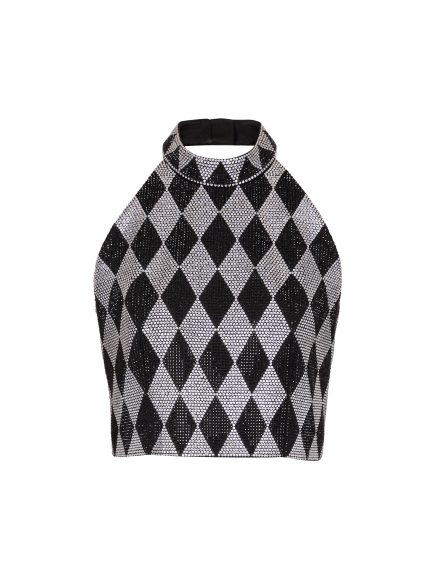 Diamond rhinestone halterneck top