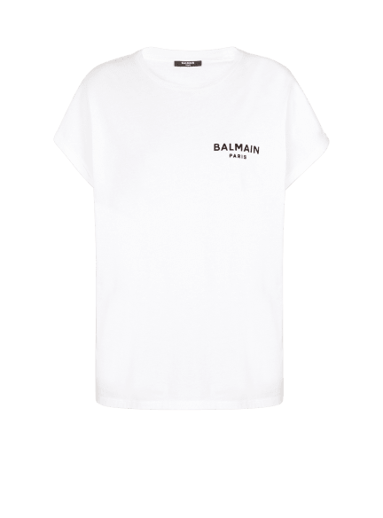T-shirt with flocked Balmain Paris logo