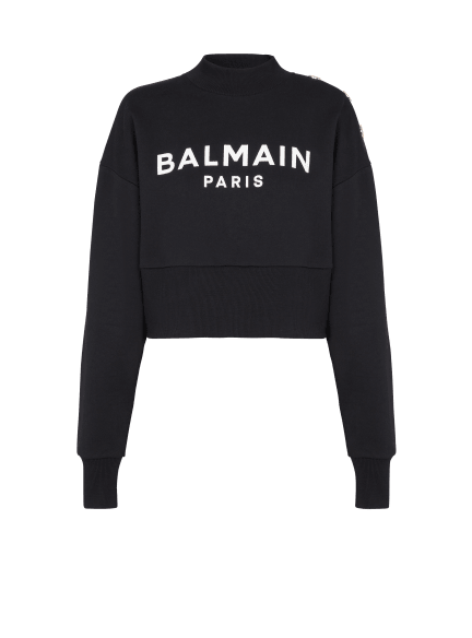 Cropped sweatshirt with Balmain Paris print