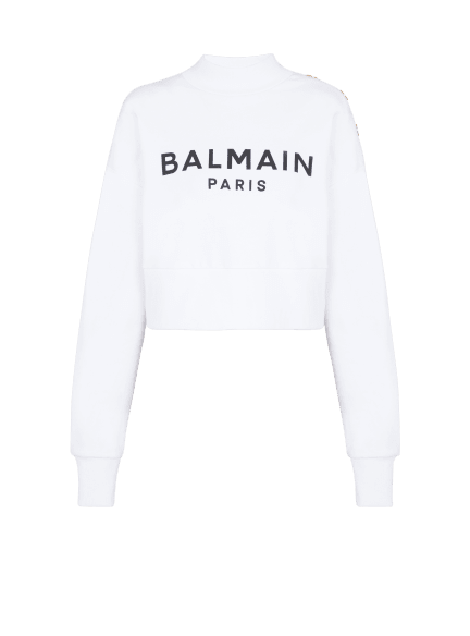 Kurzes Sweatshirt mit Balmain Paris-Print