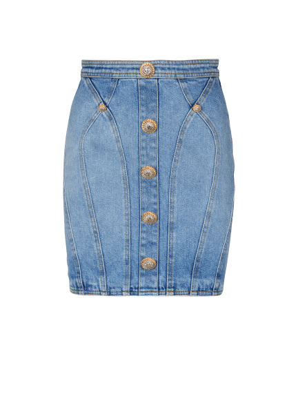 Buttoned denim skirt