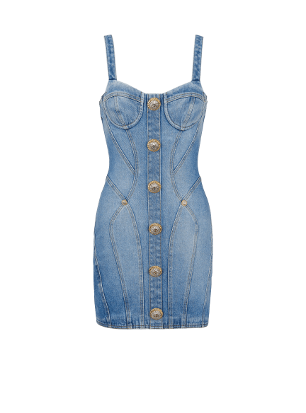 Buttoned short denim dress