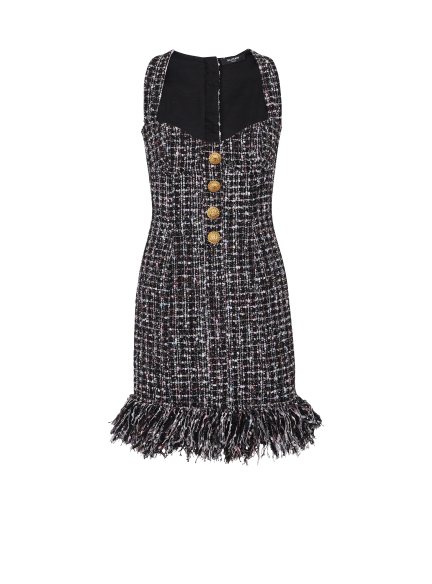 Short tweed dress with buttons