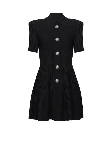 Flared knit dress with buttons