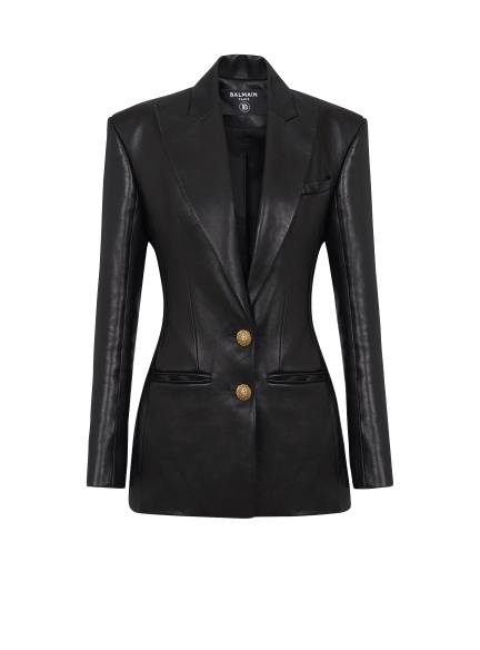 Taillierte Lederjacke mit zwei Knöpfen