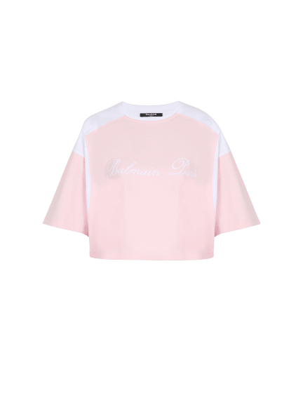 Two-tone T-shirt with Balmain Signature embroidery