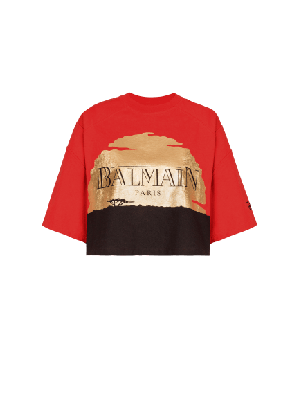 Disney x Balmain: The Lion King - Cropped T-shirt with Sunset print