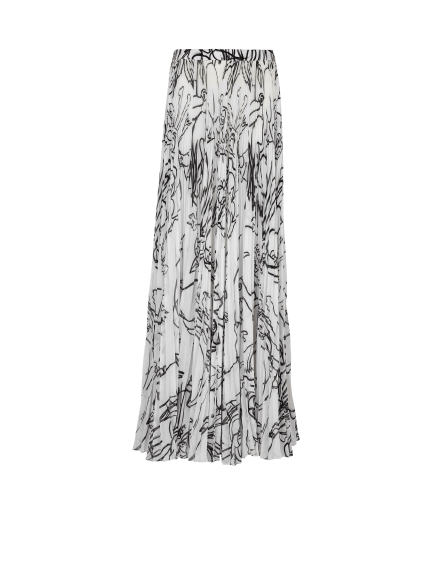 Disney x Balmain: The Lion King - Long pleated skirt with Enfant Précoce print