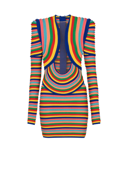 Short dress in multicoloured rolled knit